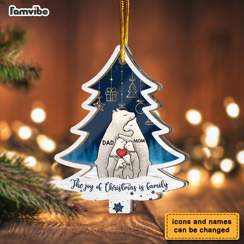 Personalized The Joy Of Christmas Is Family 2 Layered Mix Ornament 29669