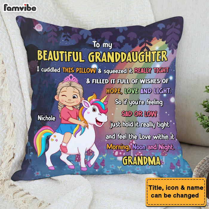 Personalized Gift For Granddaughter To My Granddaughter Unicorn Kid Pillow 30818 1