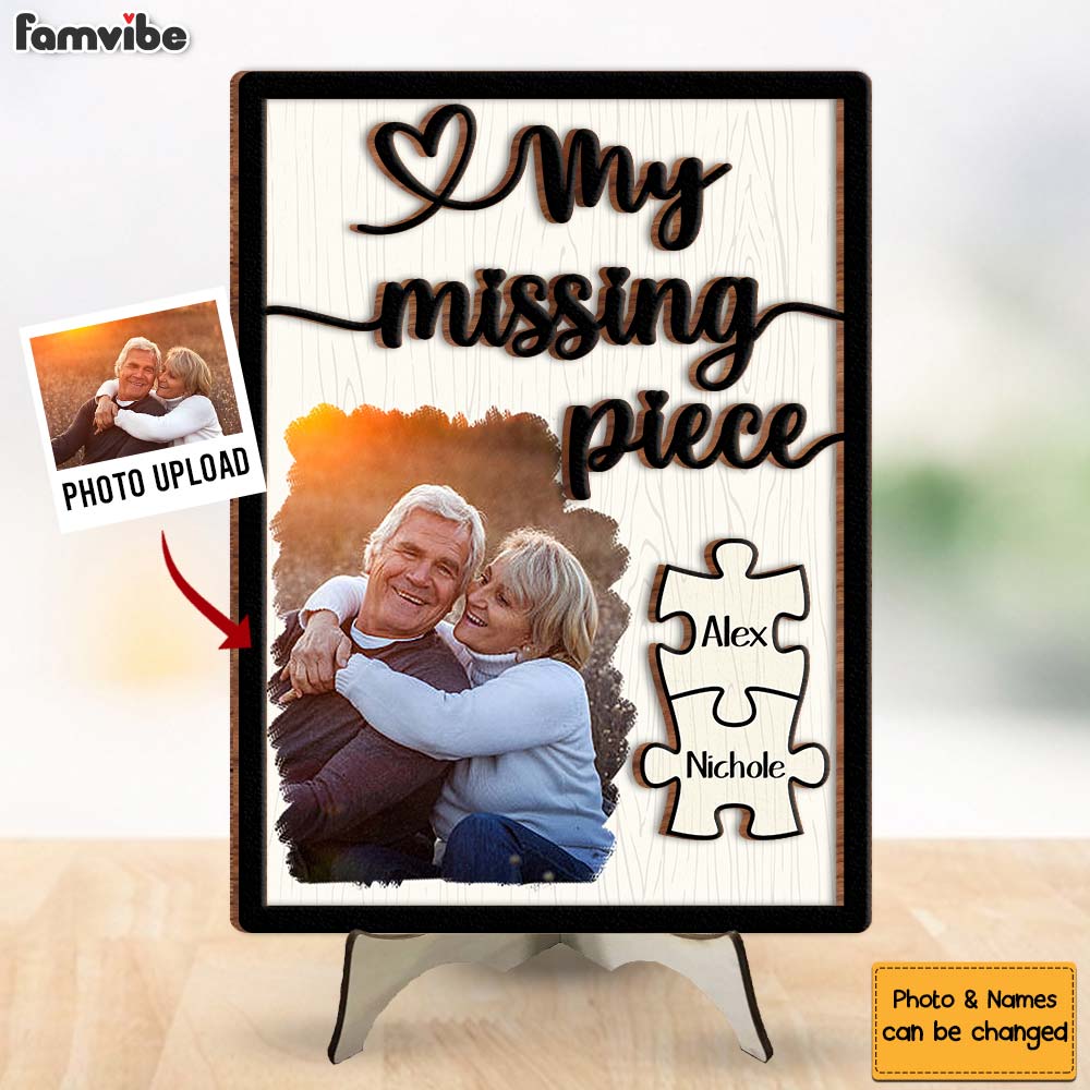 Personalized Gift For Couple My Missing Piece 2 Layered Separate Wooden Plaque 31620