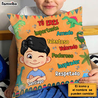 Personalized  Gift For Grandson Dinosaur Theme Spanish Pillow 30732 thumb 1
