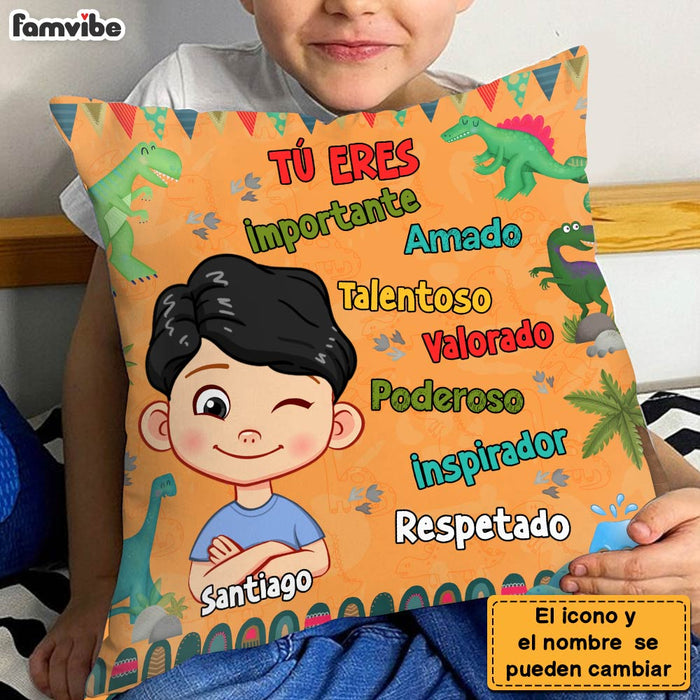 Personalized  Gift For Grandson Dinosaur Theme Spanish Pillow 30732 1