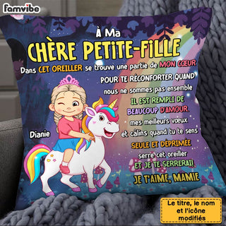 Personalized Granddaughter French Gift Ma Chère  Petite-Fille Unicorn Kid Pillow 30819