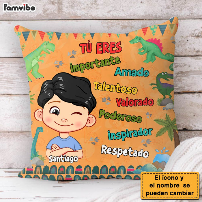Personalized  Gift For Grandson Dinosaur Theme Spanish Pillow 30732 1