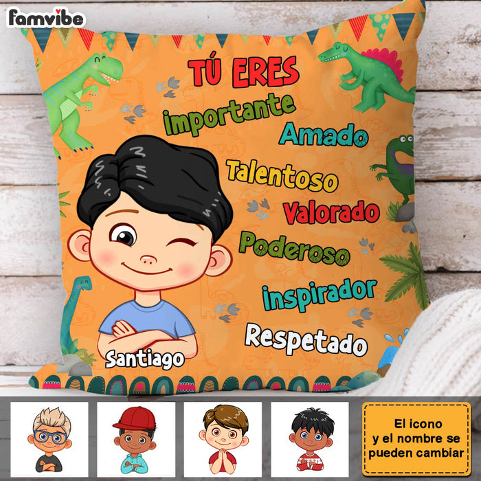 Personalized  Gift For Grandson Dinosaur Theme Spanish Pillow 30732 1