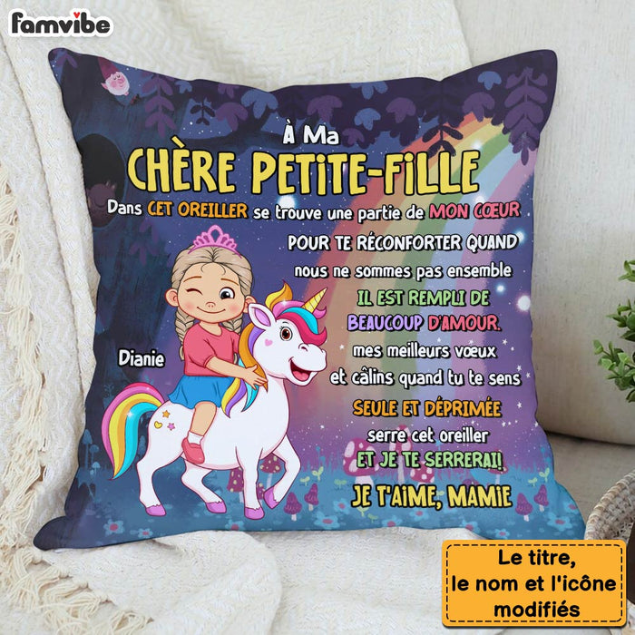 Personalized Granddaughter French Gift Ma Chère  Petite-Fille Unicorn Kid Pillow 30819 1