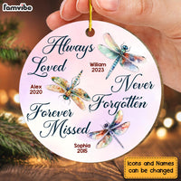 Personalized Memorial Dragonfly Gift Always Loved Circle Ornament 30098 thumb 1