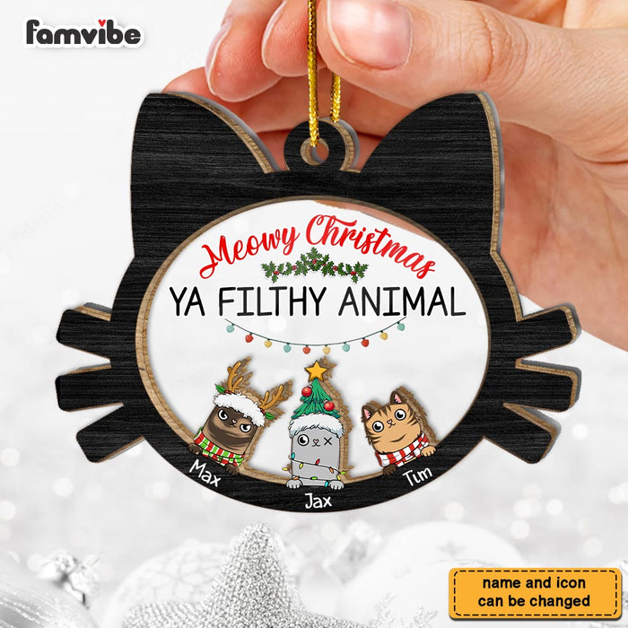 Personalized Meowy Christmas Ya Filthy Animal 2 Layered Mix Ornament 29699 1