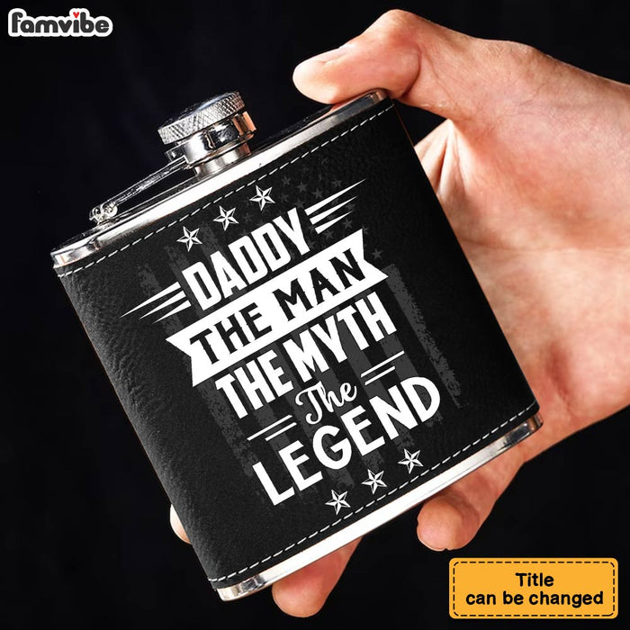 Personalized Gift For Dad The Man The Legend Leather Hip Flask 32233 1