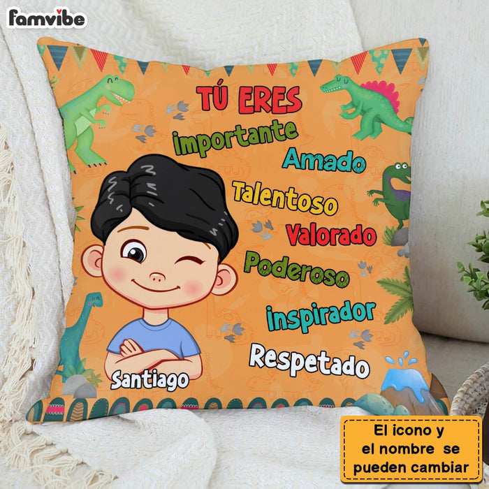 Personalized  Gift For Grandson Dinosaur Theme Spanish Pillow 30732 1
