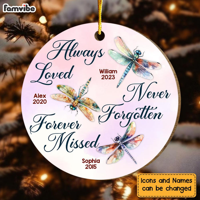 Personalized Memorial Dragonfly Gift Always Loved Circle Ornament 30098 1
