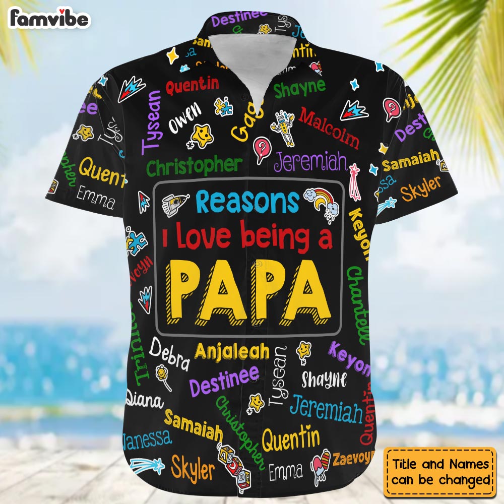 Personalized Gift for Grandpa Kids Name Word Art Hawaiian Shirt 32655 Primary Mockup