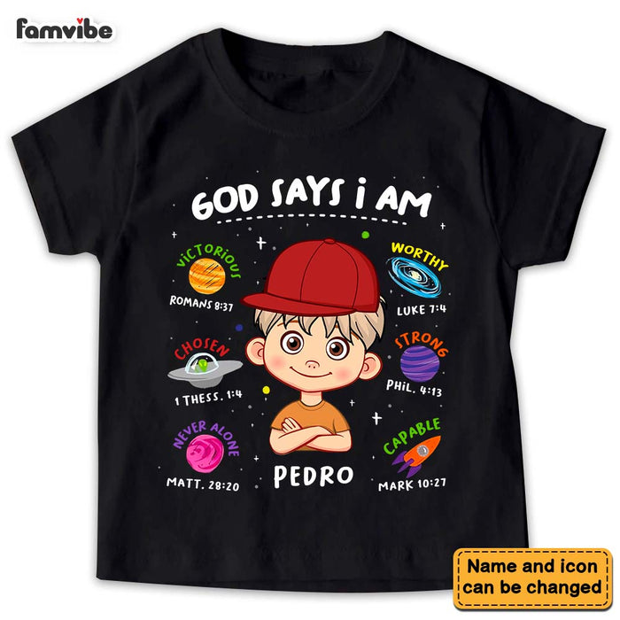 Personalized Gift For Grandson God Says I Am Space Theme Kid T Shirt - Kid Hoodie - Kid Sweatshirt 30947 1