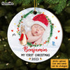 Personalized My First Christmas Baby Boy Girl Circle Ornament NB52 58O28 1