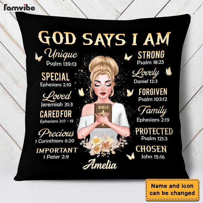 Personalized Gift For Daughter God Says I Am Bible Verses Pillow 22753 1