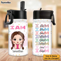 Personalized Affirmation I Am Loved Kids Water Bottle With Straw Lid 25737 thumb 1