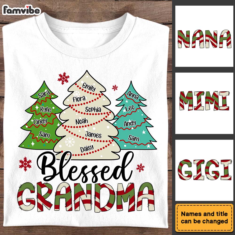 Personalized Gift Blessed Grandma Christmas Tree Shirt - Hoodie - Sweatshirt 30194