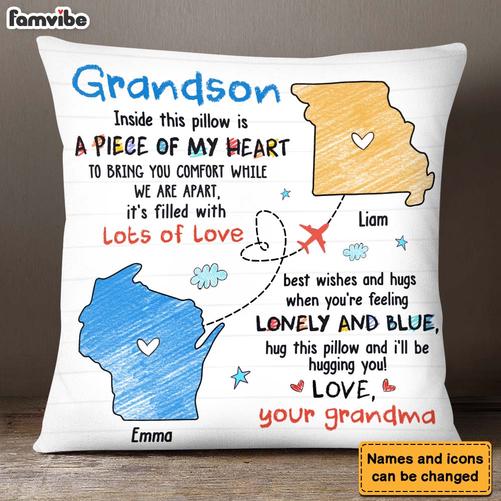 Personalized Gift For Long Distance Grandson Inside This Pillow 27222