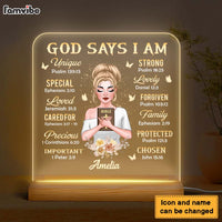 Personalized Gift For Daughter God Says I Am Bible Verses Plaque LED Lamp Night Light 22928 thumb 1
