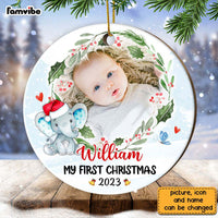 Personalized Baby First Christmas Elephant Circle Ornament NB103 30O28 thumb 1