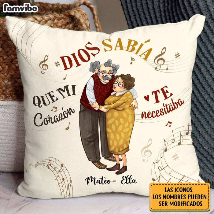 Personalized Couple Gift Spanish Dios Sabía Que Mi Corazón Te Necesitaba Pillow 31010 1