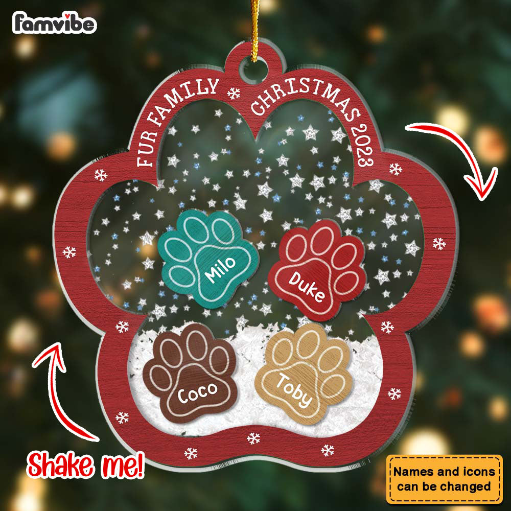 Personalized Gift For Dog Lovers Fur Family Christmas 5 Layered Shaker Ornament 29704 Primary Mockup