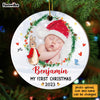 Personalized My First Christmas Baby Boy Girl Circle Ornament NB52 58O28 1