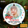Personalized Baby First Christmas Truck Photo Circle Ornament NB72 32O28 1