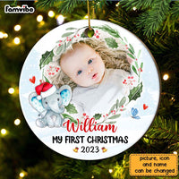 Personalized Baby First Christmas Elephant Circle Ornament NB103 30O28 thumb 1