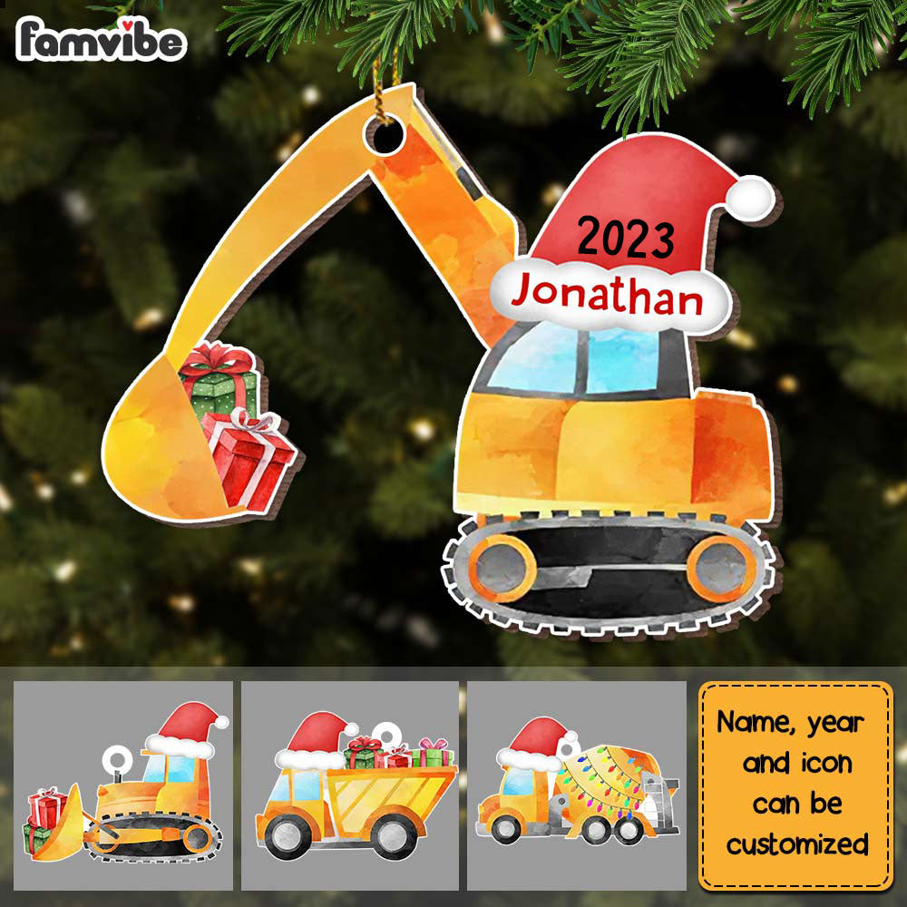 Personalized Grandson Son Truck Excavator Christmas Ornament OB263 85O28