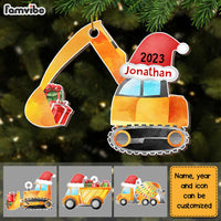 Personalized Grandson Son Truck Excavator Christmas Ornament OB263 85O28 thumb 1