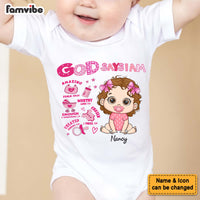 Personalized Gift For Baby God Says Baby Shower Theme Baby Onesie 31376 thumb 1