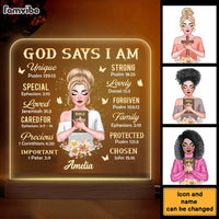 Personalized Gift For Daughter God Says I Am Bible Verses Plaque LED Lamp Night Light 22928 thumb 1