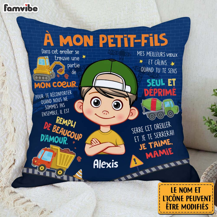 Personalized Gift For Grandson French Construction Pillow 30687 1