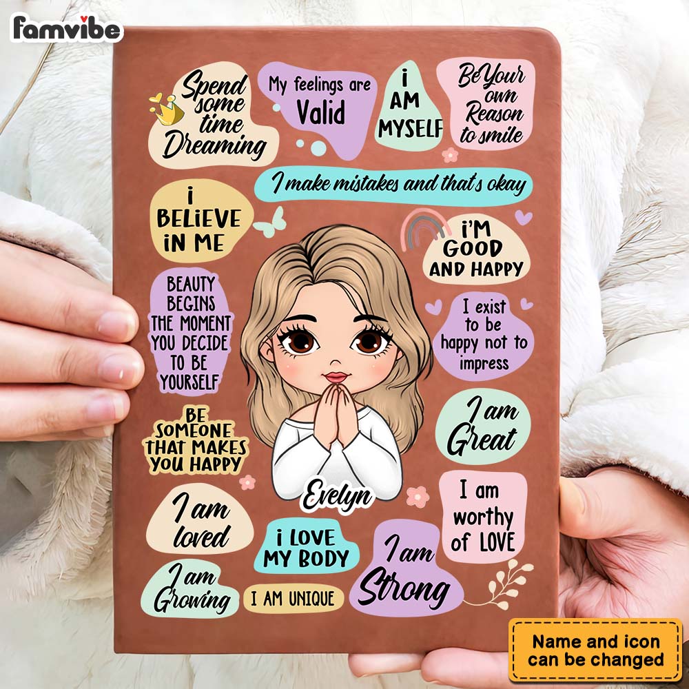 Personalized Gift For Daughter I Am Affirmation Leather Cover Notebook 32309