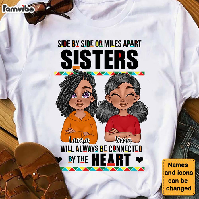 Personalized Side By Side Sisters Connected By The Heart Shirt - Hoodie - Sweatshirt 25583 1