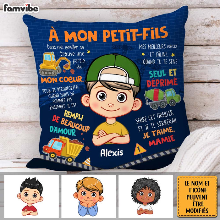Personalized Gift For Grandson French Construction Pillow 30687 1