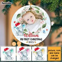 Personalized Baby First Christmas Elephant Circle Ornament NB103 30O28 thumb 1