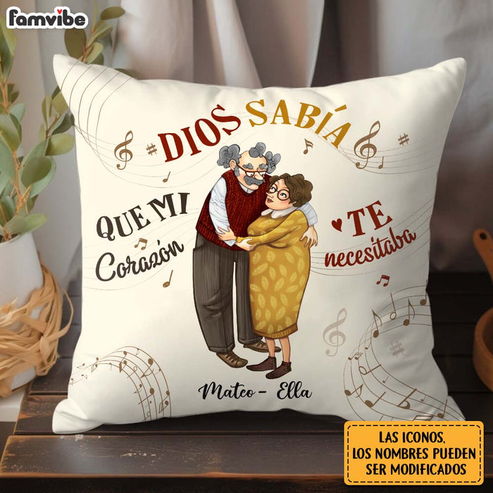 Personalized Couple Gift Spanish Dios Sabía Que Mi Corazón Te Necesitaba Pillow 31010 1