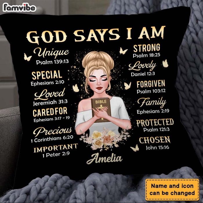 Personalized Gift For Daughter God Says I Am Bible Verses Pillow 22753 1