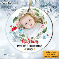 Personalized Baby First Christmas Elephant Circle Ornament NB103 30O28 thumb 1