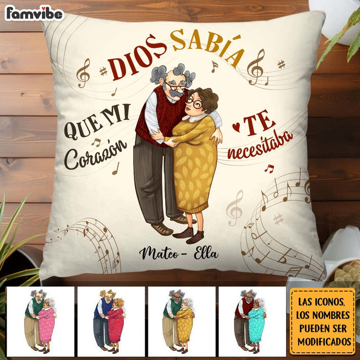 Personalized Couple Gift Spanish Dios Sabía Que Mi Corazón Te Necesitaba Pillow 31010 1