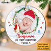 Personalized My First Christmas Baby Boy Girl Circle Ornament NB52 58O28 1