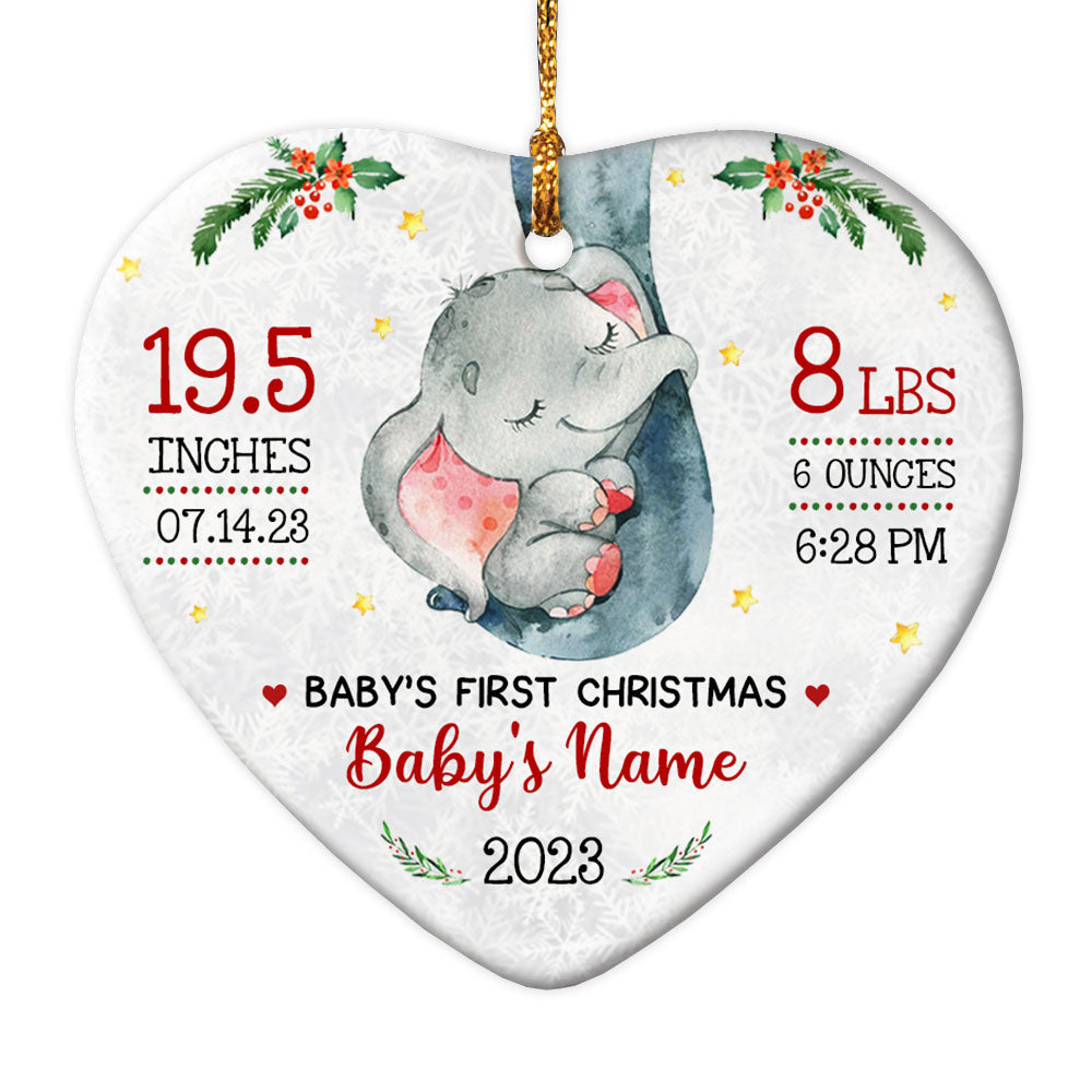 Personalized Elephant Baby First Christmas Heart Ornament AG172 67O57