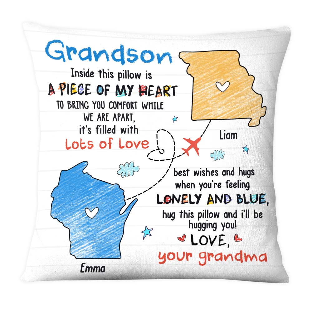 Personalized Gift For Long Distance Grandson Inside This Pillow 27222