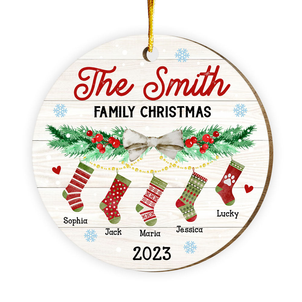 Personalized Hanging Stockings Family Christmas Circle Ornament 29012
