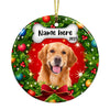 Personalized Dog Photo Christmas Wreath Circle Ornament NB123 81O36 1
