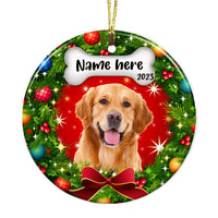 Personalized Dog Photo Christmas Wreath Circle Ornament NB123 81O36 thumb 1