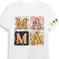 Personalized Mama Floral Sleeve Printed T-shirt 32701 thumb 1