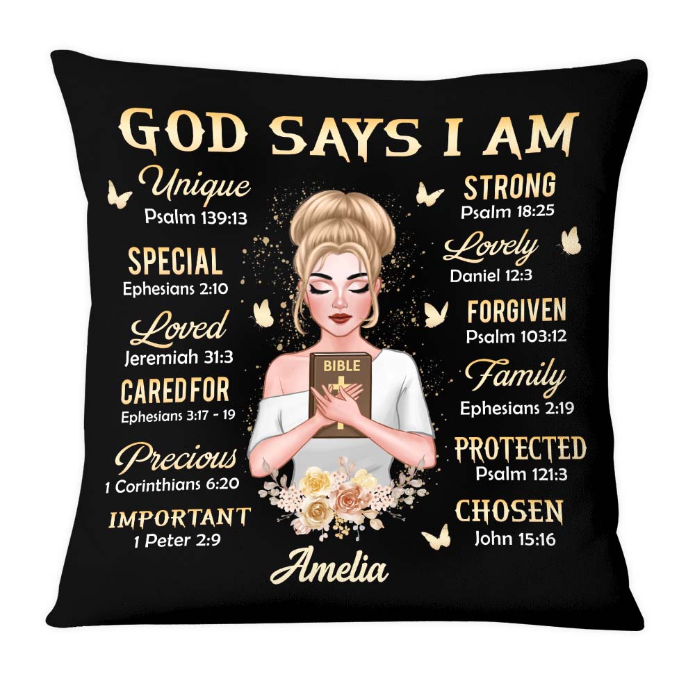 Personalized Gift For Daughter God Says I Am Bible Verses Pillow 22753