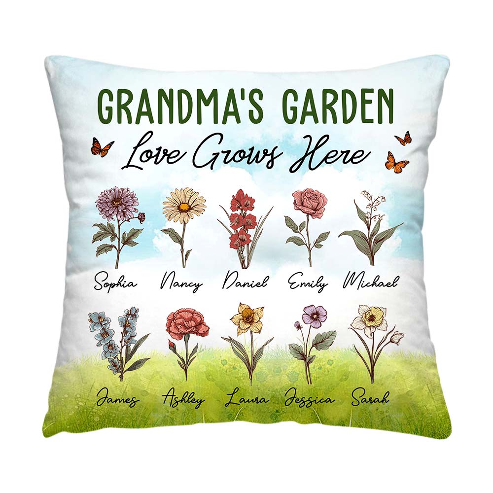 Personalized Gift For Grandma Garden Love Grow Here Pillow 31396